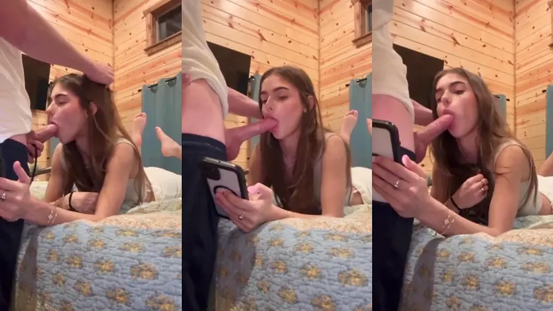 Kinsley Wyatt Slurps a Cock While On The Phone