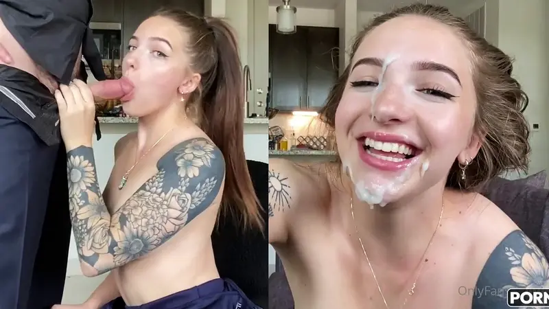 Ravengoeswild Gets Her Face Covered In Cum