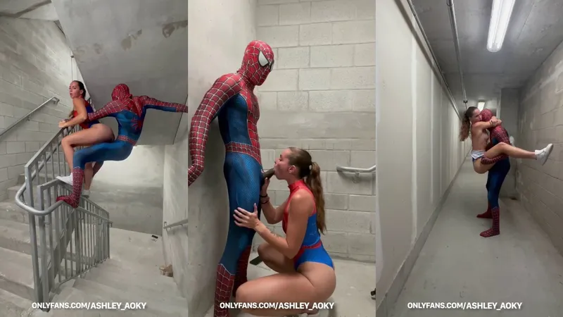 The Amazing Spidergirl and Spiderman Sextape In Public - Ashley Aoky