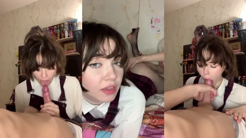 Petite Schoolgirl YourSmallDoll Spanked Before She Sucks His Cock