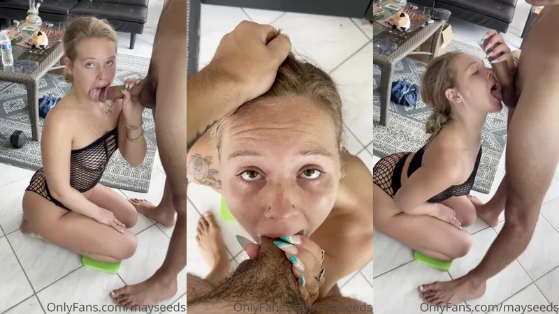 Freckled Green Eyed Blonde Mayseeds Loves Eating Cum