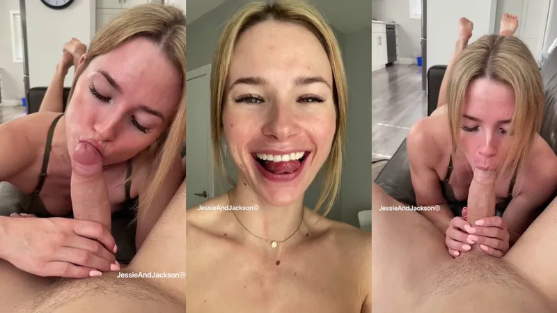 JessieAndJackson Amazing Slurpy Blowjob On The Sofa