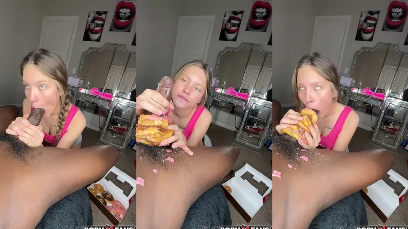 Sno Marie Covers His Cock With Doughnuts