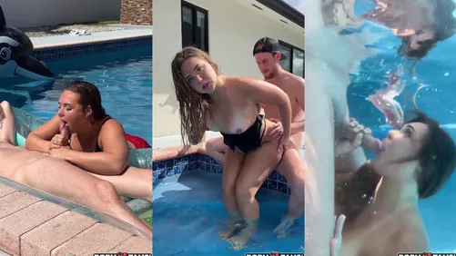 Horny Mayseeds Blows And Gets Her Pussy Fucked In The Pool